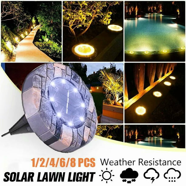 2/4/8 PCS Solar Power Garden Lights 6 LED Light Outdoor Wall Mount Path Lamp